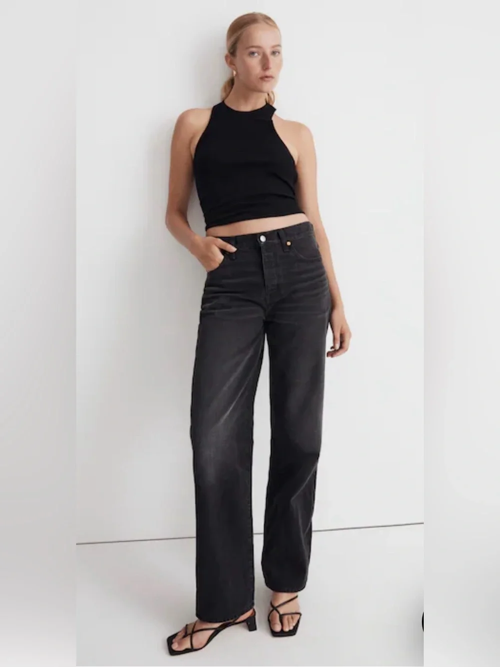 NWT Madewell Black Low-Slung Straight Jeans